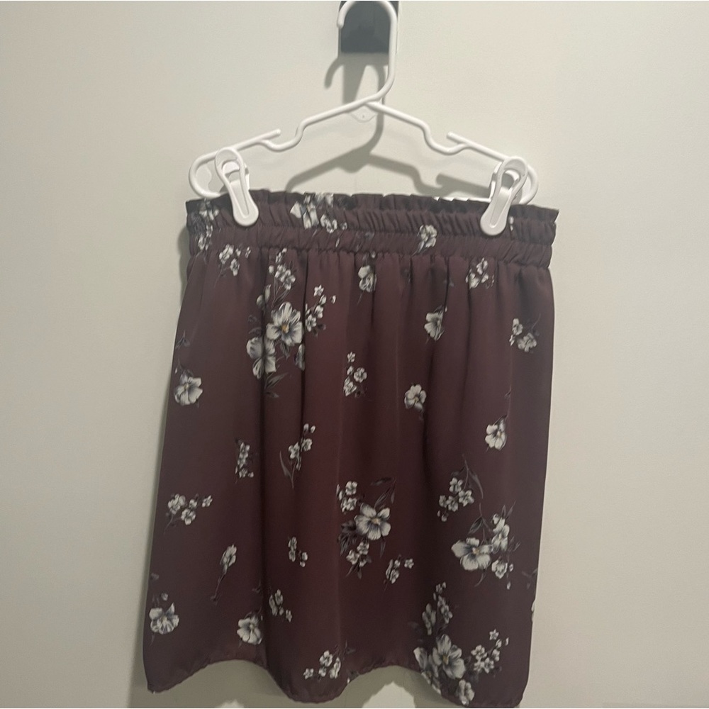 Purple floral mini skirt, size small